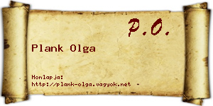 Plank Olga névjegykártya